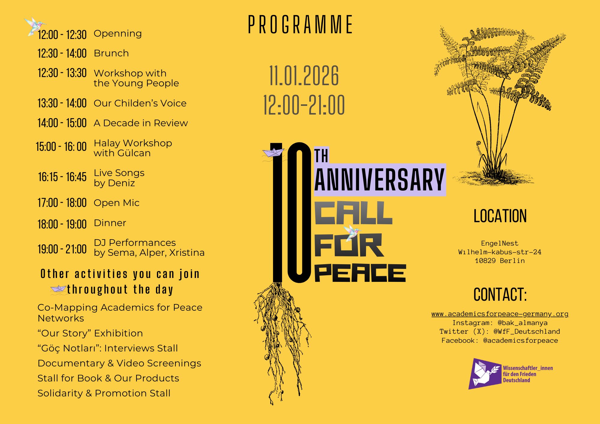 You are currently viewing 10th Anniversary of our Call for Peace – Invitation to our Gathering and Solidarity Event